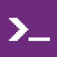 Purple background with a white greater than symbol and underscore in the middle, written in a pixelated typeface