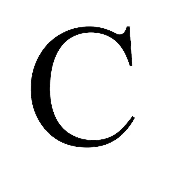 Capital 'C' written in a serif font