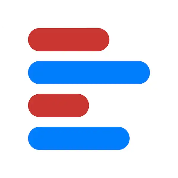 Rounded square with red and blue horizontal bars